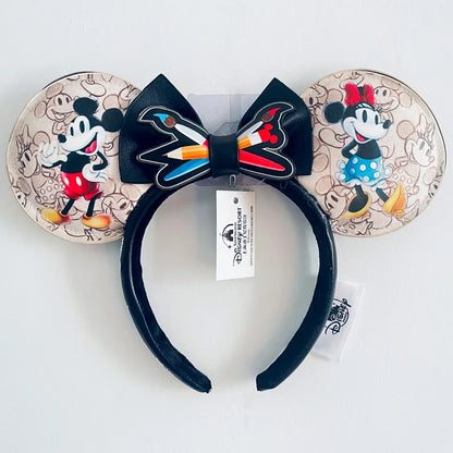 Disney Minnie Ear Headband For Women Disneyland Headband Mickey Adult/Child Ears Leather Plush Sequin Cosplay Girls Accessories - ZOOMNSTORE