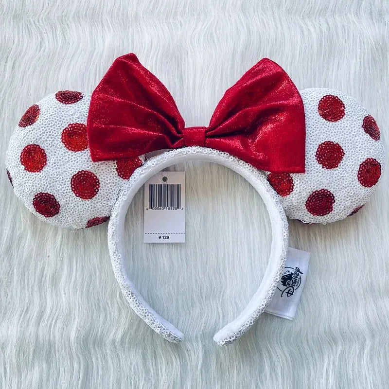 Disney Minnie Ear Headband For Women Disneyland Headband Mickey Adult/Child Ears Leather Plush Sequin Cosplay Girls Accessories - ZOOMNSTORE