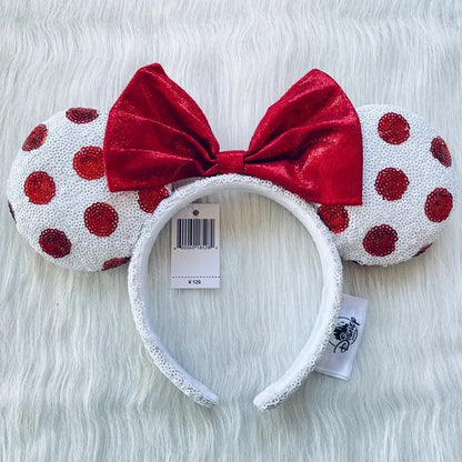 Disney Minnie Ear Headband For Women Disneyland Headband Mickey Adult/Child Ears Leather Plush Sequin Cosplay Girls Accessories - ZOOMNSTORE