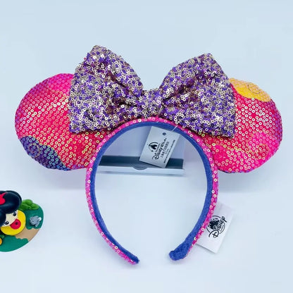 Disney Minnie Ear Headband For Women Disneyland Headband Mickey Adult/Child Ears Leather Plush Sequin Cosplay Girls Accessories - ZOOMNSTORE