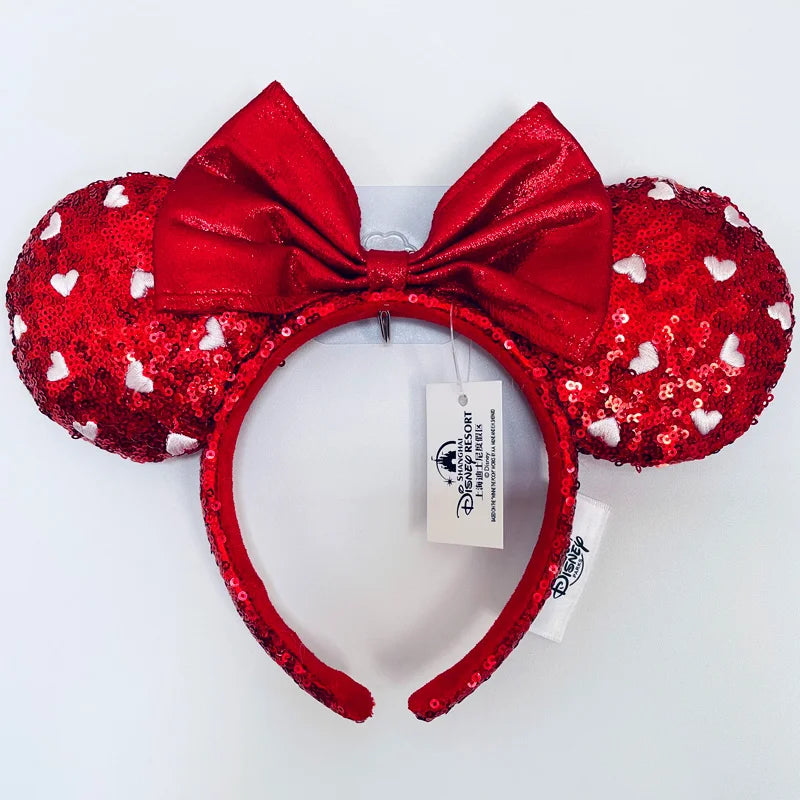 Disney Minnie Ear Headband For Women Disneyland Headband Mickey Adult/Child Ears Leather Plush Sequin Cosplay Girls Accessories - ZOOMNSTORE