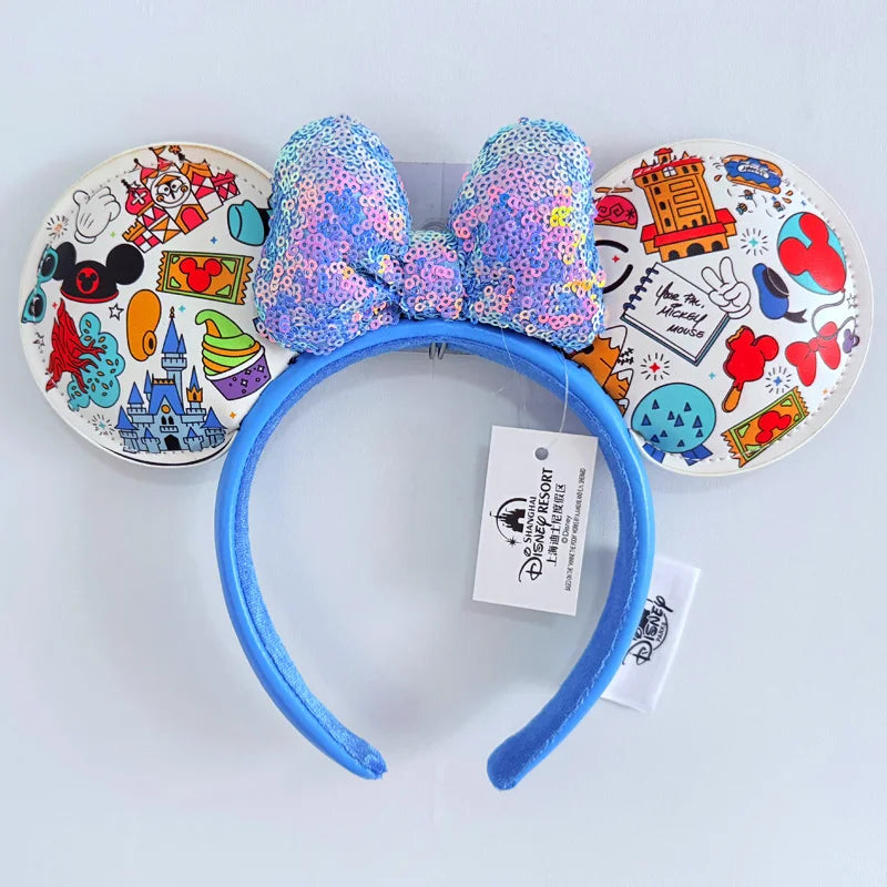 Disney Princess Headband Mickey Ear Rapunzel Snow White Sequin Bow Hair Hoop Gift Girl Accessories Halloween Gift Christmas Jack - ZOOMNSTORE