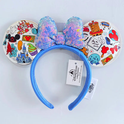 Disney Princess Headband Mickey Ear Rapunzel Snow White Sequin Bow Hair Hoop Gift Girl Accessories Halloween Gift Christmas Jack - ZOOMNSTORE