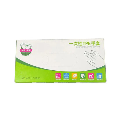 Disposable Food Gloves - 100Pcs TPE Clear Powder Free Non Slip Kitchen Safety Gloves - ZOOMNSTORE
