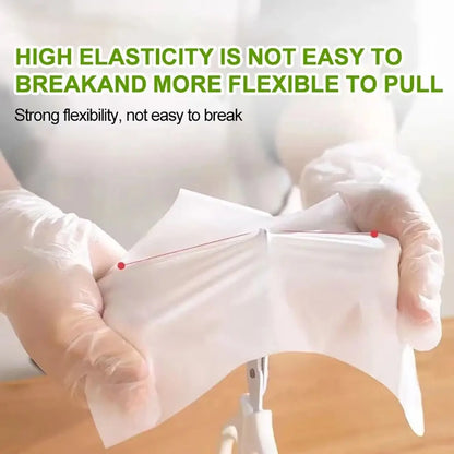 Disposable Food Gloves - 100Pcs TPE Clear Powder Free Non Slip Kitchen Safety Gloves - ZOOMNSTORE