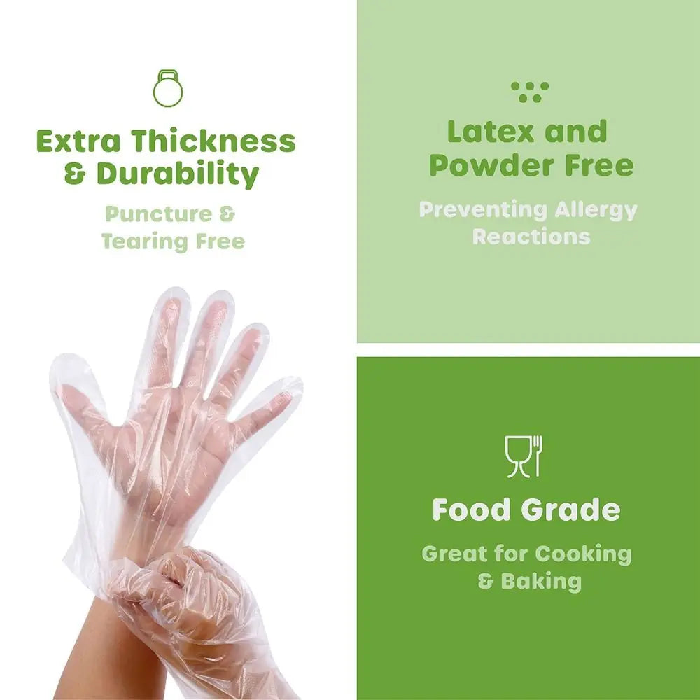 Disposable Food Gloves - 100Pcs TPE Clear Powder Free Non Slip Kitchen Safety Gloves - ZOOMNSTORE