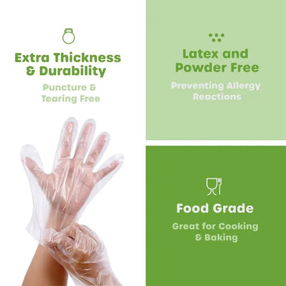 Disposable Food Gloves - 100Pcs TPE Clear Powder Free Non Slip Kitchen Safety Gloves - ZOOMNSTORE