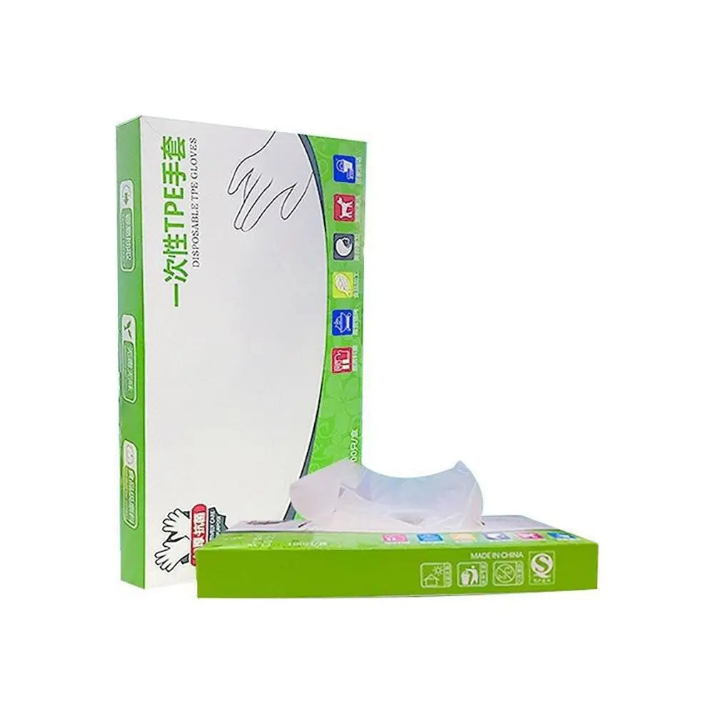 Disposable Food Gloves - 100Pcs TPE Clear Powder Free Non Slip Kitchen Safety Gloves - ZOOMNSTORE