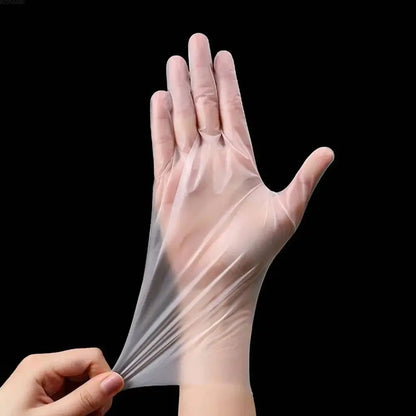 Disposable Food Gloves - 100Pcs TPE Clear Powder Free Non Slip Kitchen Safety Gloves - ZOOMNSTORE