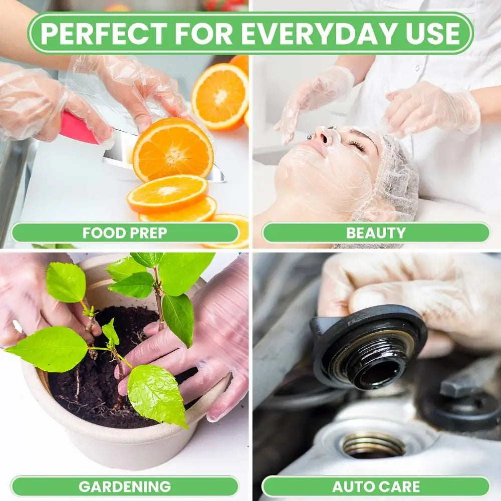 Disposable Food Gloves - 100Pcs TPE Clear Powder Free Non Slip Kitchen Safety Gloves - ZOOMNSTORE