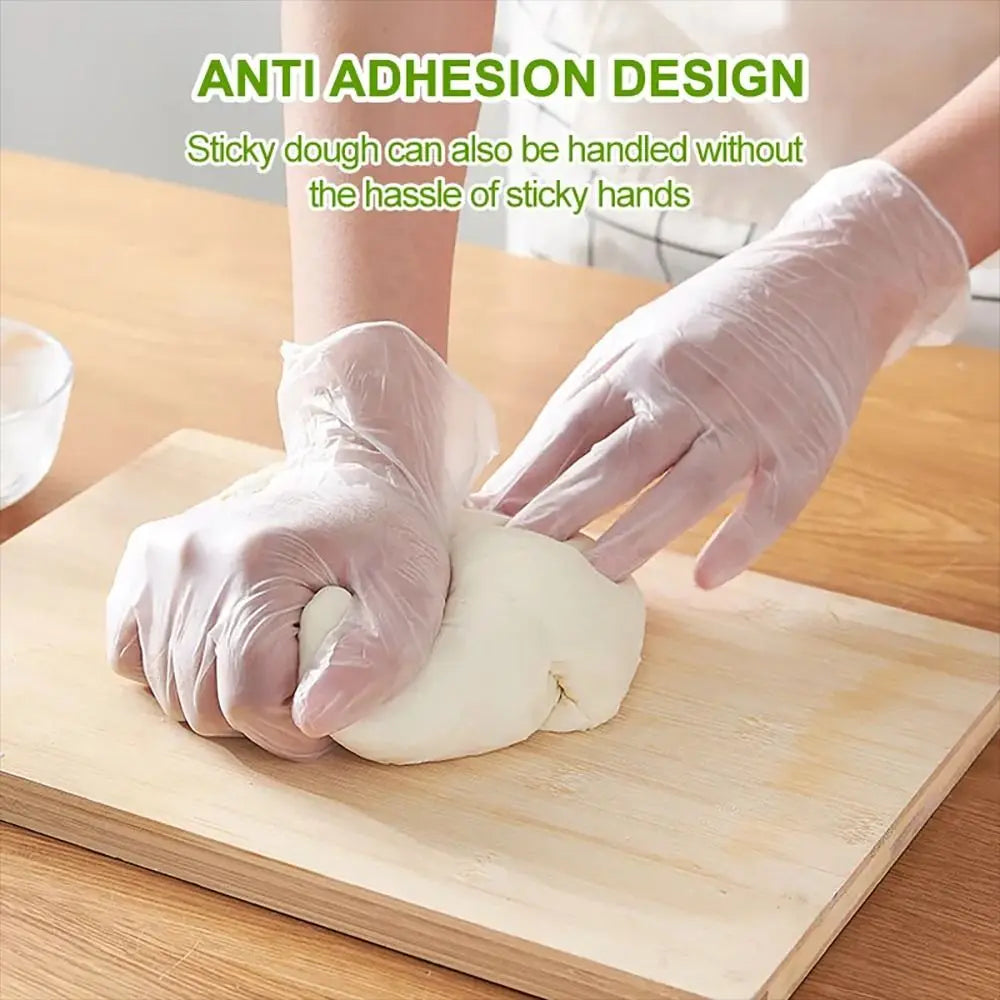 Disposable Food Gloves - 100Pcs TPE Clear Powder Free Non Slip Kitchen Safety Gloves - ZOOMNSTORE