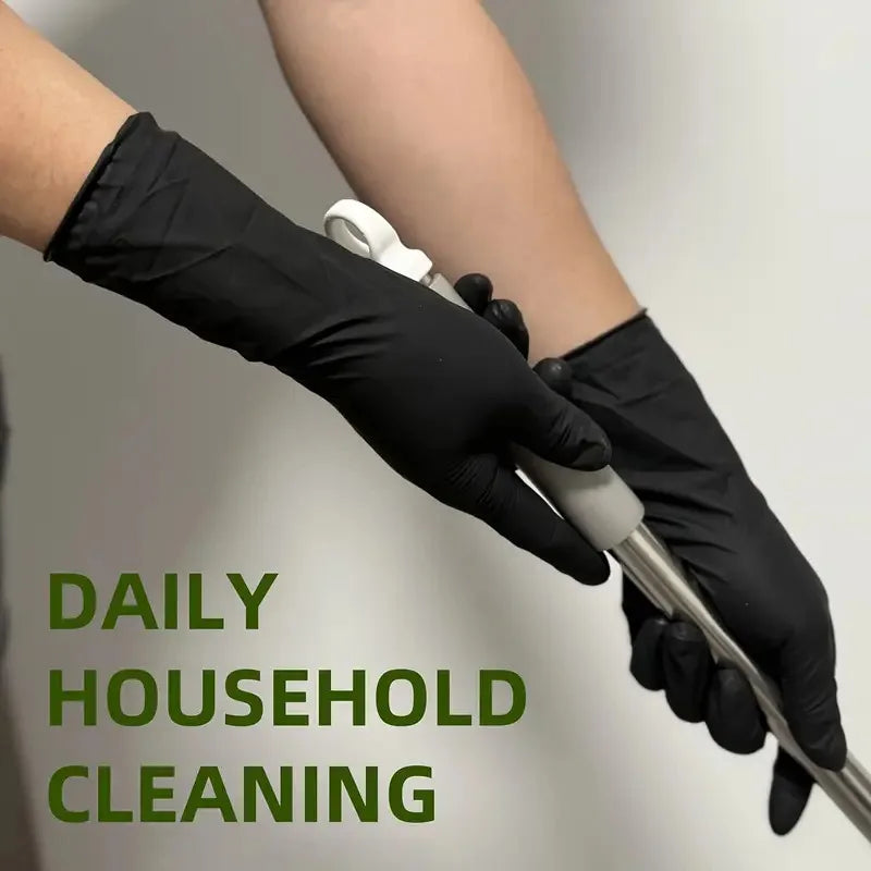 Disposable Nitrile Gloves - 100PCS Black, Tear Resistant & Powder Free for Food Handling - ZOOMNSTORE