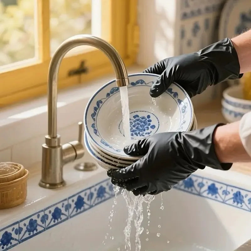 Disposable Nitrile Gloves - 100PCS Black, Tear Resistant & Powder Free for Food Handling - ZOOMNSTORE