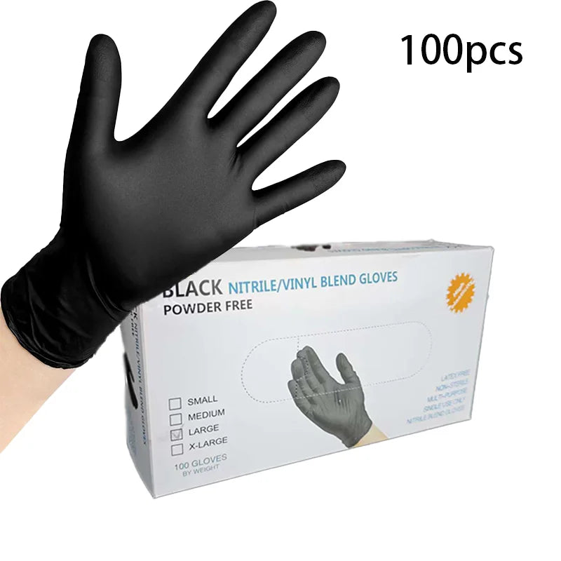 Disposable Nitrile Gloves - 100PCS Black, Tear Resistant & Powder Free for Food Handling - ZOOMNSTORE