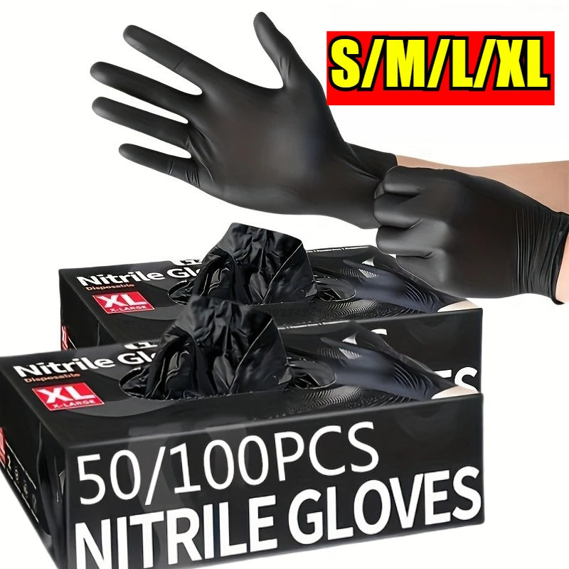 Disposable Nitrile Gloves – Waterproof Black Kitchen & Household Cleaning Gloves - ZOOMNSTORE