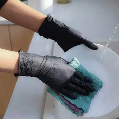 Disposable Nitrile Gloves – Waterproof Black Kitchen & Household Cleaning Gloves - ZOOMNSTORE