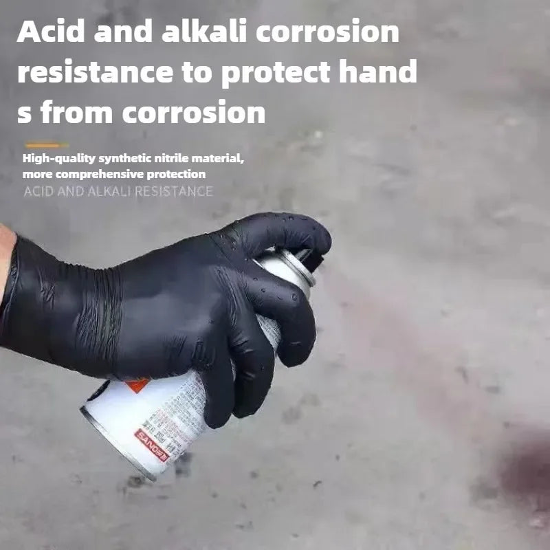 Disposable Nitrile Gloves – Waterproof Black Kitchen & Household Cleaning Gloves - ZOOMNSTORE