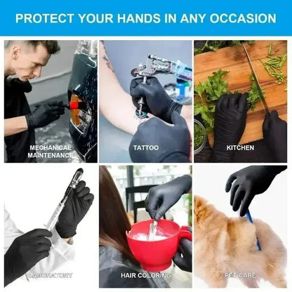 Disposable Nitrile Gloves – Waterproof Black Kitchen & Household Cleaning Gloves - ZOOMNSTORE