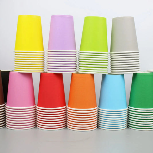 10PCS Disposable Paper Cups - 9oz Solid Color Party Tableware - ZOOMNSTORE