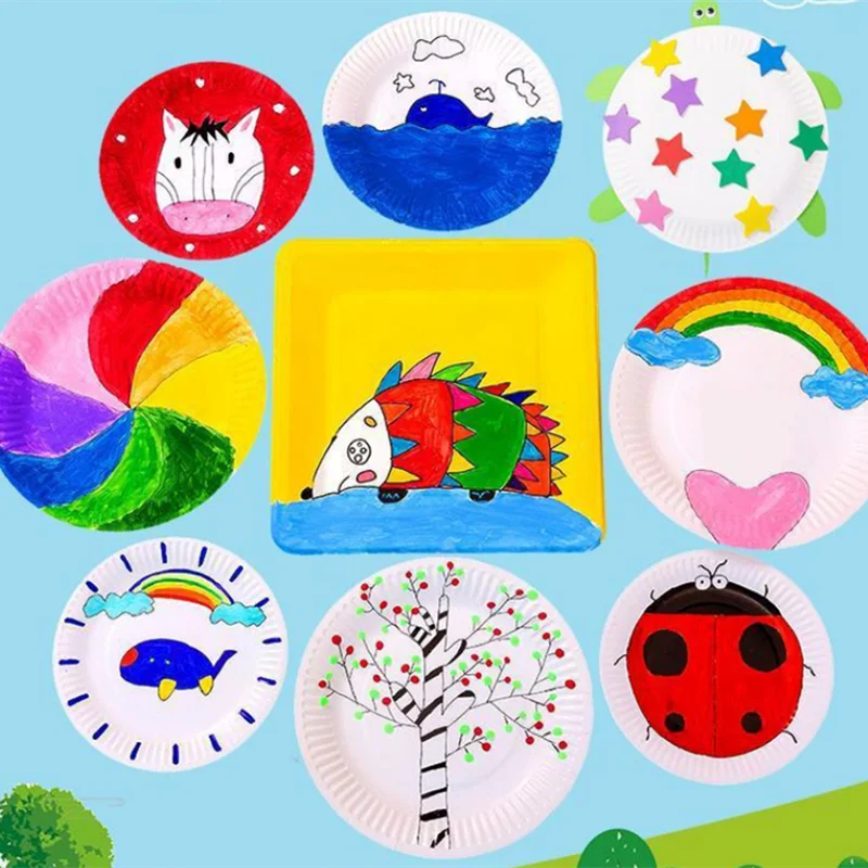 Disposable Paper Plates - 50pcs White Cardboard Party Tableware for Picnics  Kids Crafts - ZOOMNSTORE