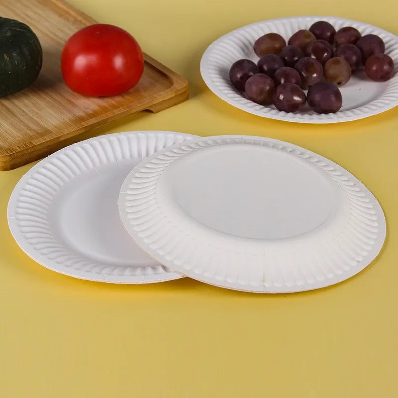 Disposable Paper Plates - 50pcs White Cardboard Party Tableware for Picnics  Kids Crafts - ZOOMNSTORE