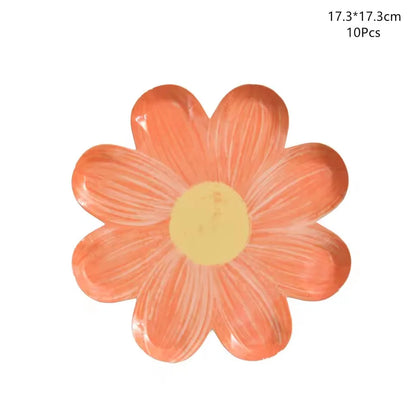 Daisy Flower Paper Plates - Disposable Picnic  Birthday Party Decor - ZOOMNSTORE