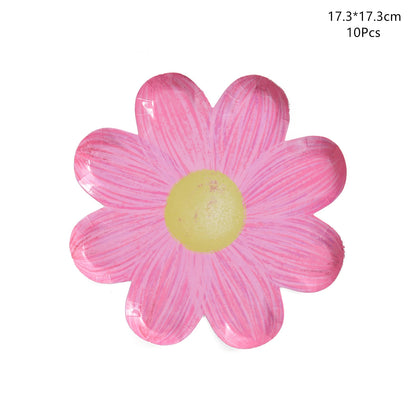 Daisy Flower Paper Plates - Disposable Picnic  Birthday Party Decor - ZOOMNSTORE