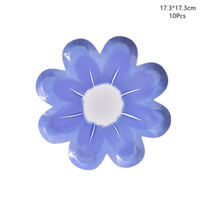 Daisy Flower Paper Plates - Disposable Picnic  Birthday Party Decor - ZOOMNSTORE