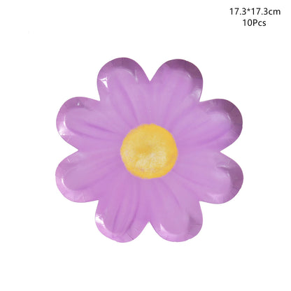 Daisy Flower Paper Plates - Disposable Picnic  Birthday Party Decor - ZOOMNSTORE
