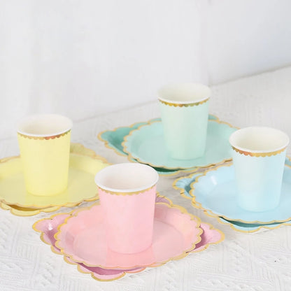 Solid Color Disposable Tableware - Pink  Blue Baby Shower  Birthday Party Supplies - ZOOMNSTORE