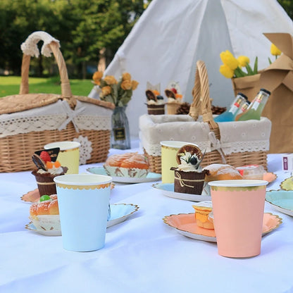 Solid Color Disposable Tableware - Pink  Blue Baby Shower  Birthday Party Supplies - ZOOMNSTORE