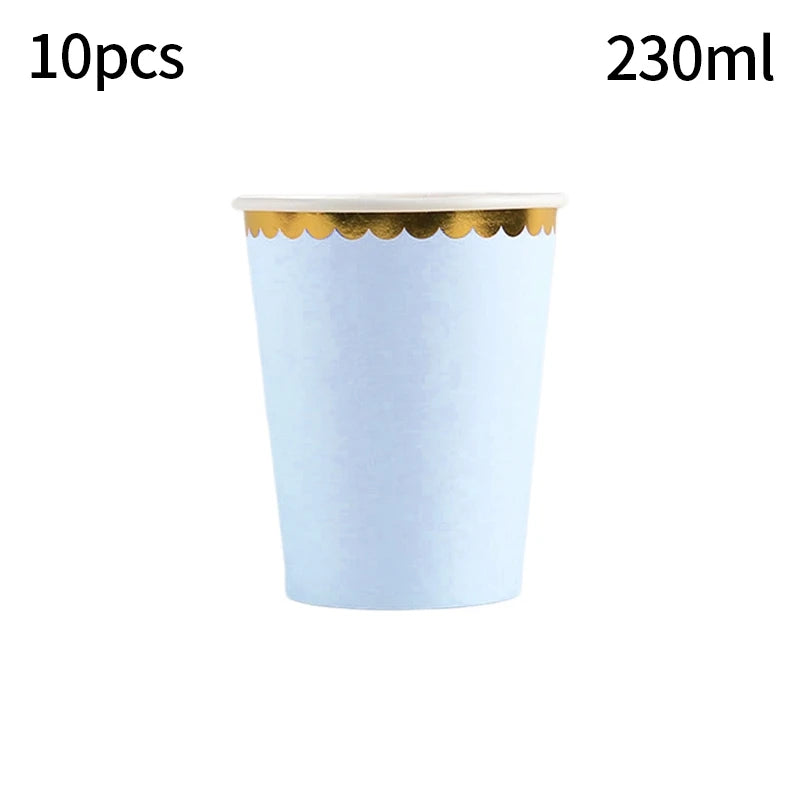 Solid Color Disposable Tableware - Pink  Blue Baby Shower  Birthday Party Supplies - ZOOMNSTORE