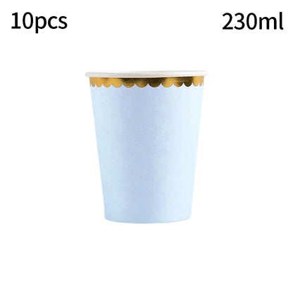 Solid Color Disposable Tableware - Pink  Blue Baby Shower  Birthday Party Supplies - ZOOMNSTORE