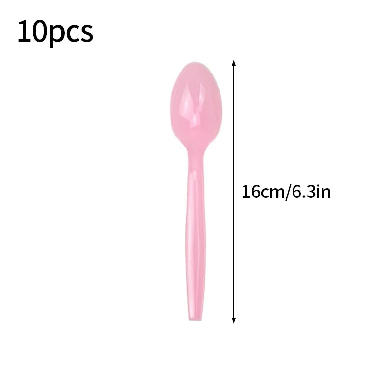 Solid Color Disposable Tableware - Pink  Blue Baby Shower  Birthday Party Supplies - ZOOMNSTORE