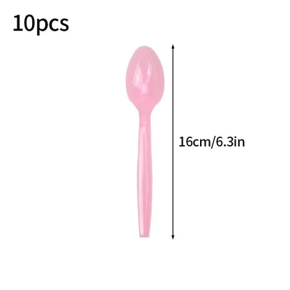 Solid Color Disposable Tableware - Pink  Blue Baby Shower  Birthday Party Supplies - ZOOMNSTORE