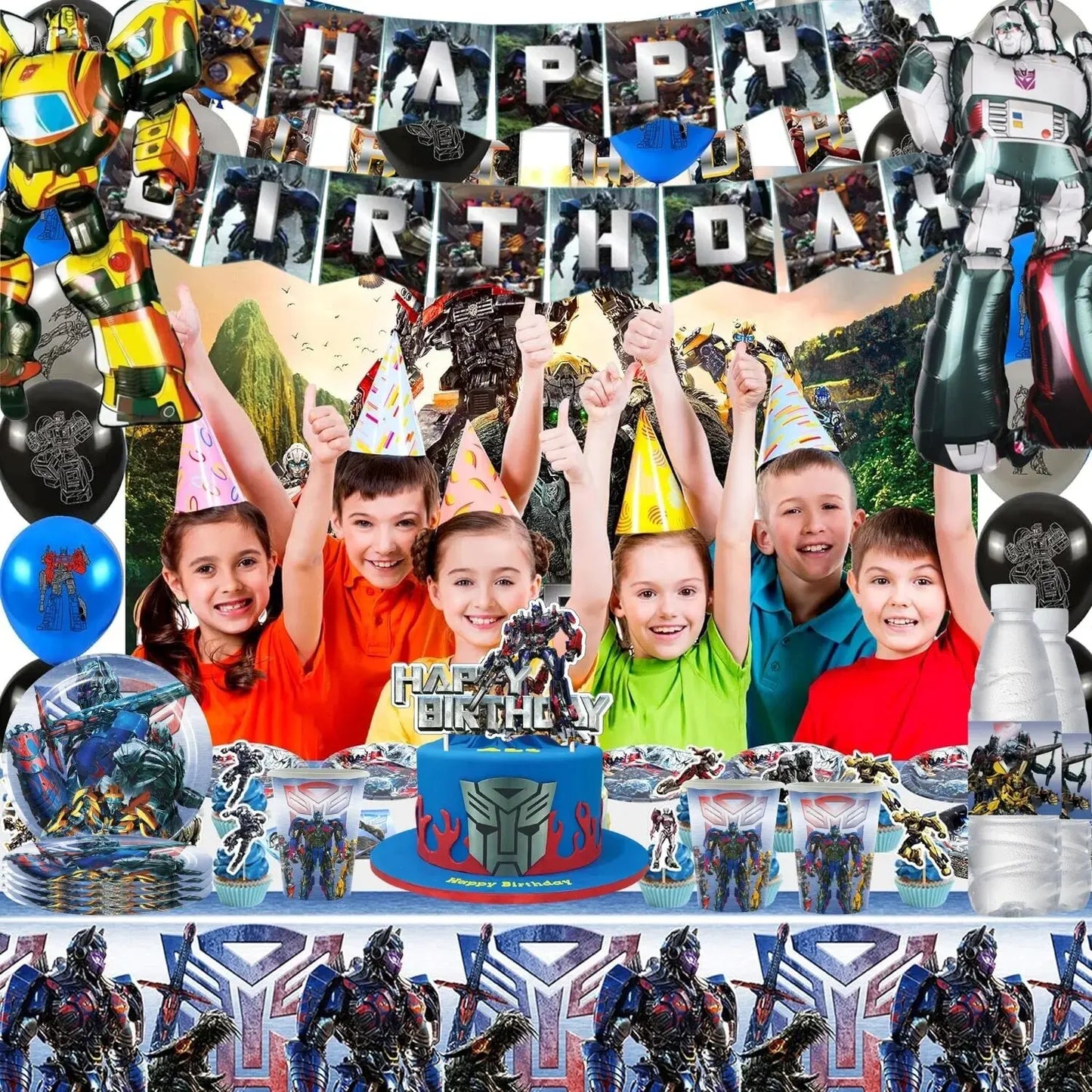 Robot Birthday Party Supplies - Disposable Plates Cups Tablecloth Balloons Gift Bags Backdrop - ZOOMNSTORE