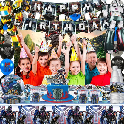 Robot Birthday Party Supplies - Disposable Plates Cups Tablecloth Balloons Gift Bags Backdrop - ZOOMNSTORE