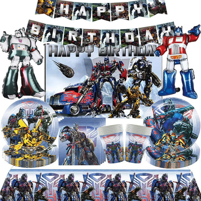 Robot Birthday Party Supplies - Disposable Plates Cups Tablecloth Balloons Gift Bags Backdrop - ZOOMNSTORE