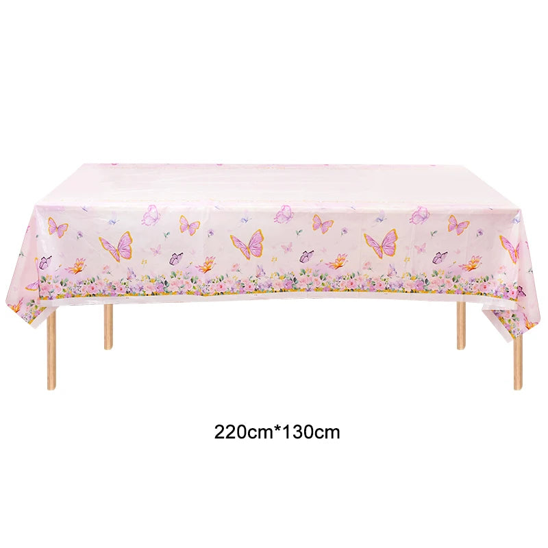 Pink Butterfly Disposable Tableware Set - Plates Cups Napkins for Birthday Party Baby Shower Wedding - ZOOMNSTORE