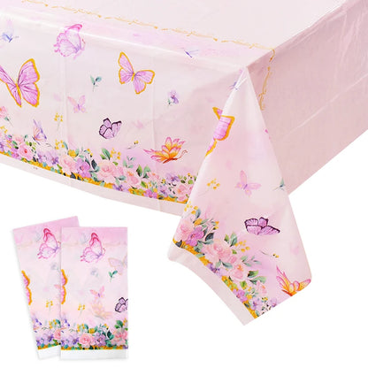 Pink Butterfly Disposable Tableware Set - Plates Cups Napkins for Birthday Party Baby Shower Wedding - ZOOMNSTORE