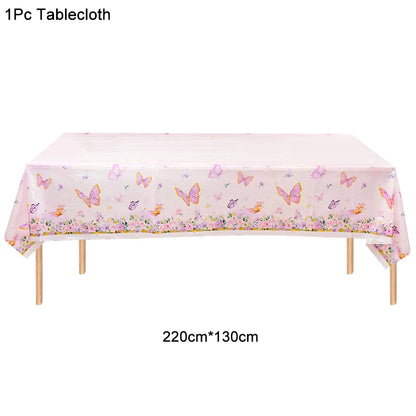 Pink Butterfly Disposable Tableware Set - Plates Cups Napkins for Birthday Party Baby Shower Wedding - ZOOMNSTORE