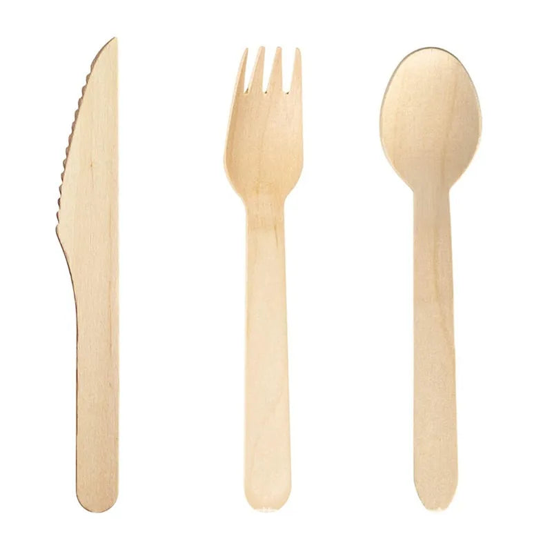 150Pcs Disposable Wooden Cutlery Set - Wedding  Party Tableware - ZOOMNSTORE