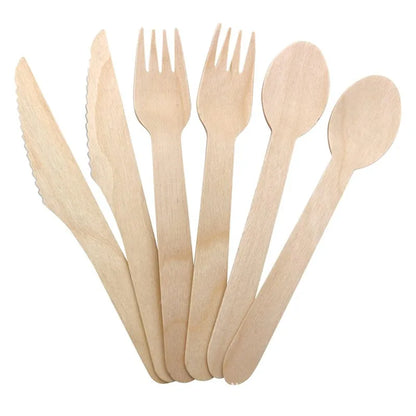 150Pcs Disposable Wooden Cutlery Set - Wedding  Party Tableware - ZOOMNSTORE