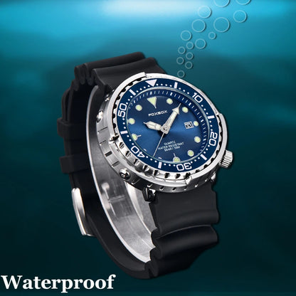 Mens 50ATM Waterproof Diver Watch - Fashion Sport Quartz Wristwatch - ZOOMNSTORE