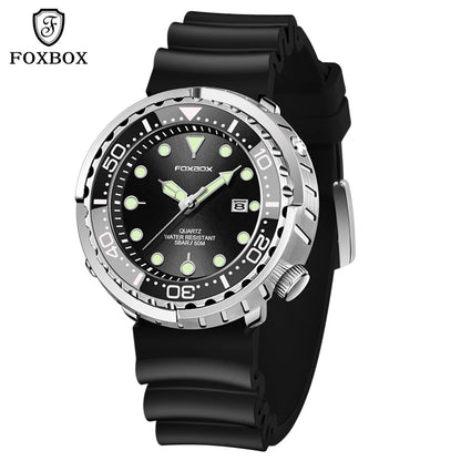 Mens 50ATM Waterproof Diver Watch - Fashion Sport Quartz Wristwatch - ZOOMNSTORE