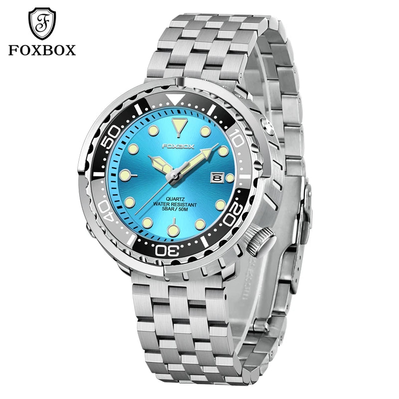 Mens 50ATM Waterproof Diver Watch - Fashion Sport Quartz Wristwatch - ZOOMNSTORE