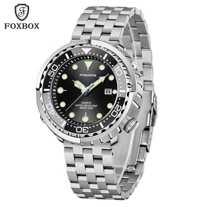 Mens 50ATM Waterproof Diver Watch - Fashion Sport Quartz Wristwatch - ZOOMNSTORE