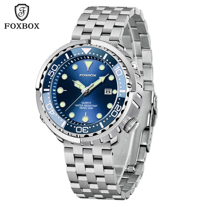 Mens 50ATM Waterproof Diver Watch - Fashion Sport Quartz Wristwatch - ZOOMNSTORE