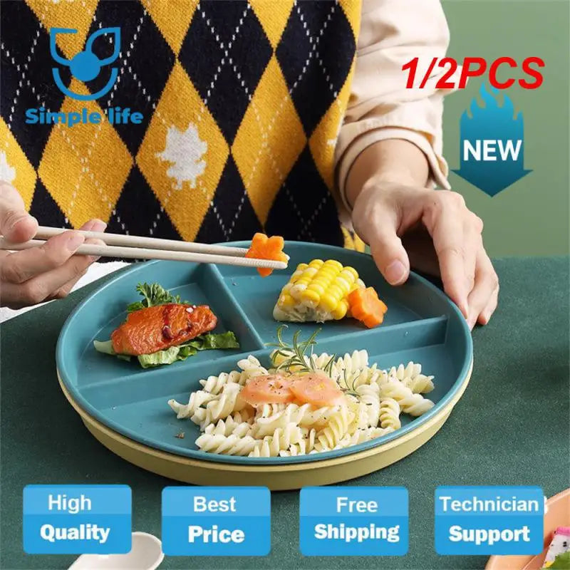 Divided Dinner Plate - Reusable 3-Compartment Dish for Diet Microwave Safe - ZOOMNSTORE