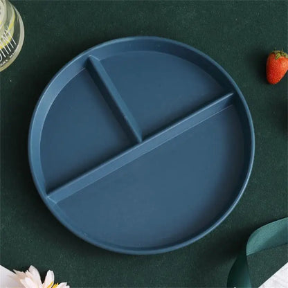 Divided Dinner Plate - Reusable 3-Compartment Dish for Diet Microwave Safe - ZOOMNSTORE